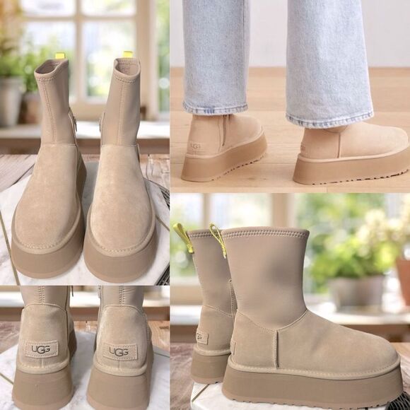 NEW UGG Women's Classic Dipper Sand Platform Shearling Suede Boots 1144031 SZ 9 - Picture 1 of 13